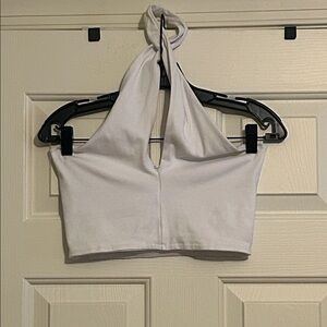 Zara White Halter Crop Top